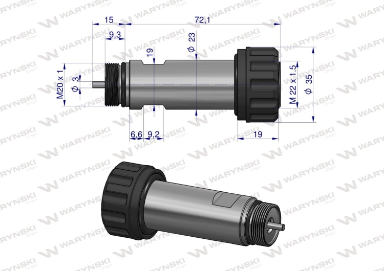 Trzpień cewki do elektrozaworów W-E38DVS6/2 W-E12DVS6/2 Waryński 3
