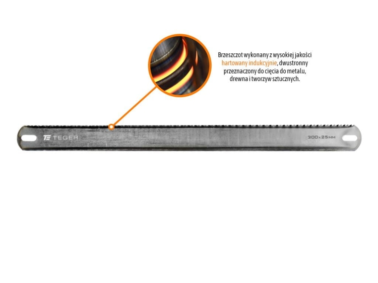 Brzeszczot do piły ręcznej dwustronny METAL/DREWNO 300x25mm Teger 2