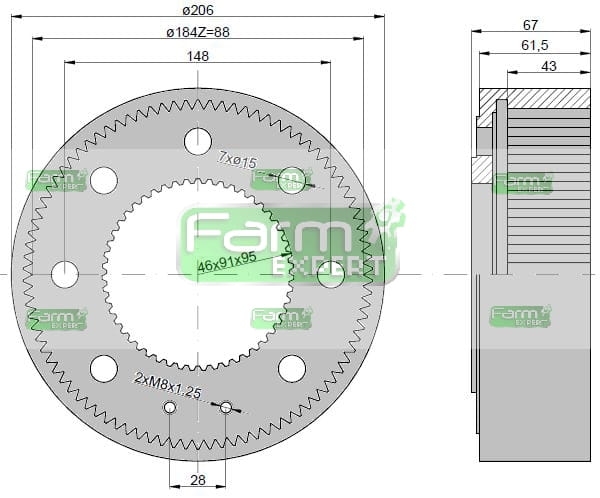 Wieniec wewnętrzny przedniej zwolnicy Z - 88 04349973 Deutz-Fahr 2