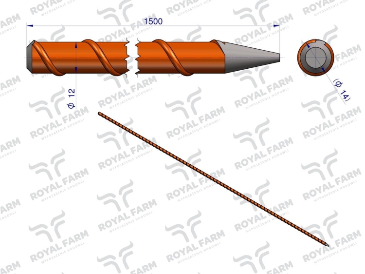 Palik Słupek z włókna szklanego 12mm L-1500 ROYAL FARM 3