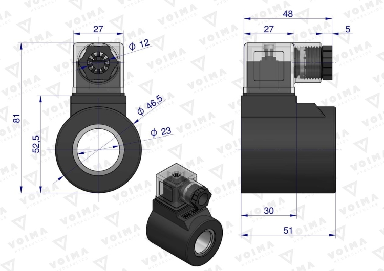 Cewka do rozdzielacza (elektrozawór CETOP 3 NG6) 50L 230V VOIMA  2