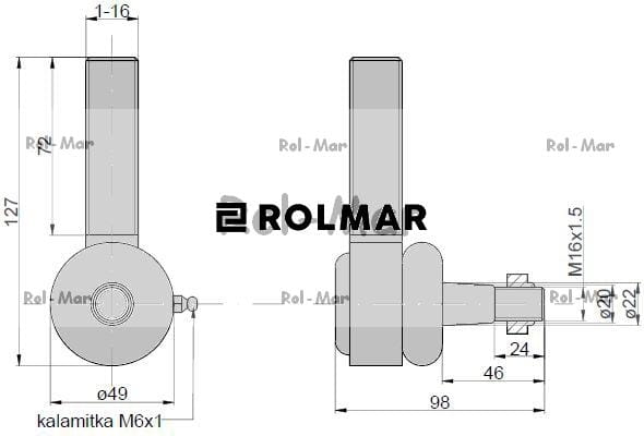 Przegub kulowy targańca hederu AH21345 John Deere 2