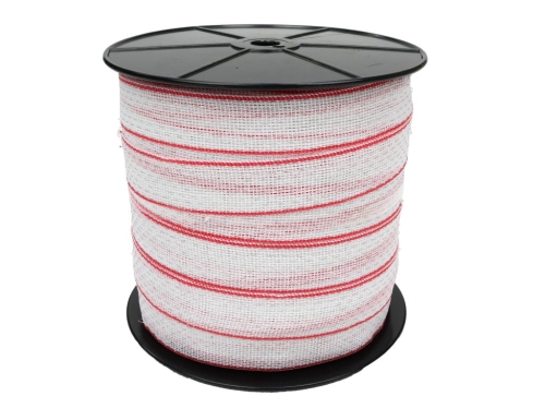 Taśma do pastucha elektryzatora 40mm 3x0,25mm Cu 5x0,25mm SS biało-czerwona 200m Royal Farm 2