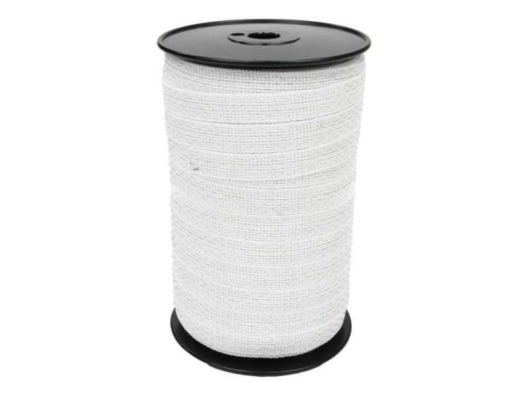 Taśma do pastucha elektryzatora 20 mm 2x0,25mm Cu 4x0,16mm SS biała 200m Royal Farm 2