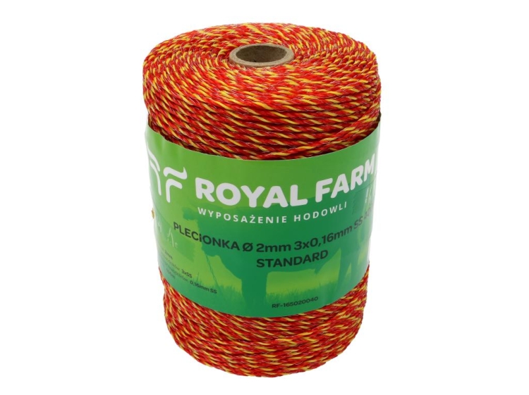 Plecionka do elektryzatora 2mm 3x0,16mm SS żółto-pomarańczowa 400m Royal Farm