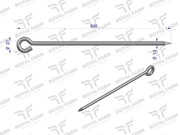 Pal pastwiskowy do łańcucha fi 12x500 Royal Farm 4