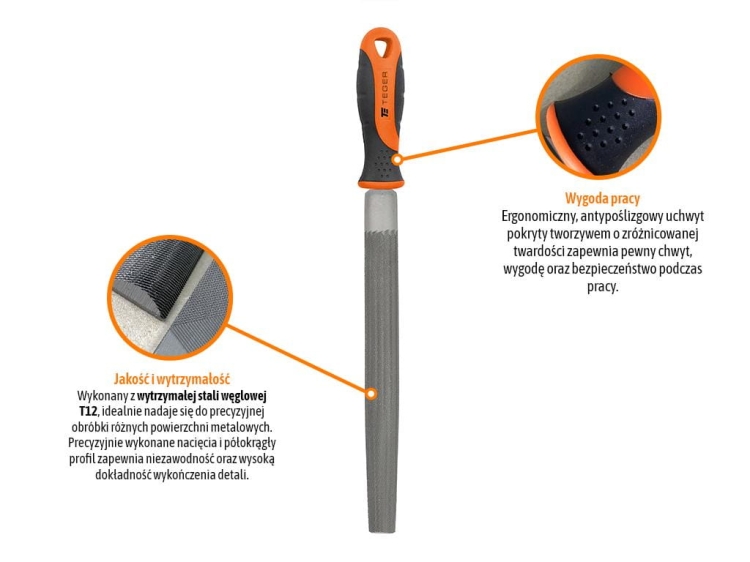 Pilnik półokrągły do metalu 200mm GR2 Teger 2