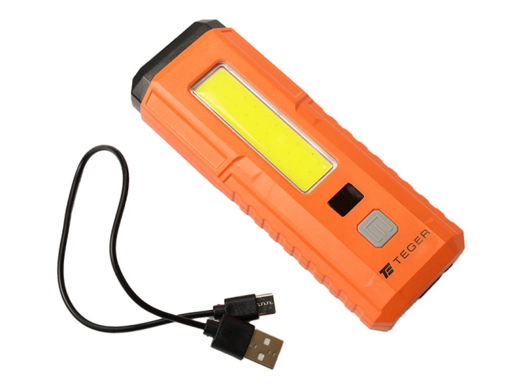 Latarka uniwersalna LED COB z powerbankiem 2400 mAh XPS 300 lm USB C wyświetlacz Teger