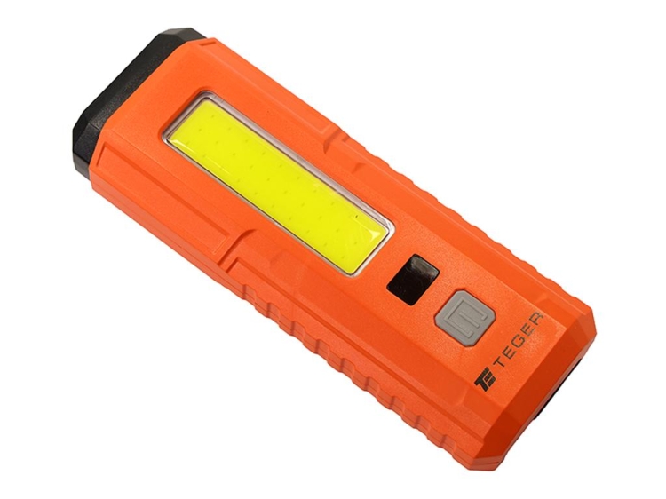 Latarka uniwersalna LED COB z powerbankiem 2400 mAh XPS 300 lm USB C wyświetlacz Teger 2