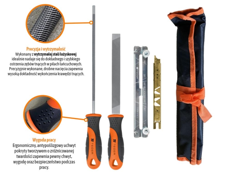 Zestaw do ostrzenia łańcucha 4.0/200mm - 3/8" (4 el) Teger 2