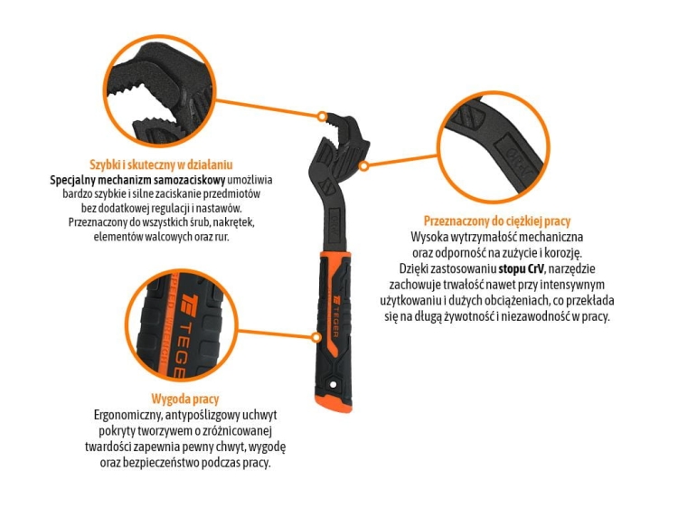 Klucz nastawny samozaciskowy 6" 150 mm Teger 2