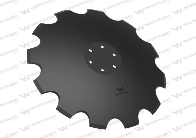 Talerz uzębiony Z-12 fi 610 mocowanie 6/120 grubość 6 mm stal borowa prosta piasta Tolmet Waryński 2
