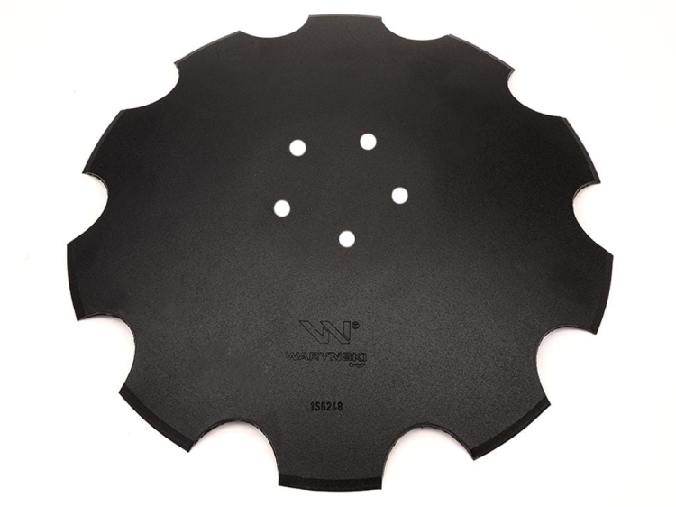 Talerz uzębiony Z-10 fi 460 mocowanie 5/98 grubość 3,5 mm stal borowa prosta piasta Waryński 2