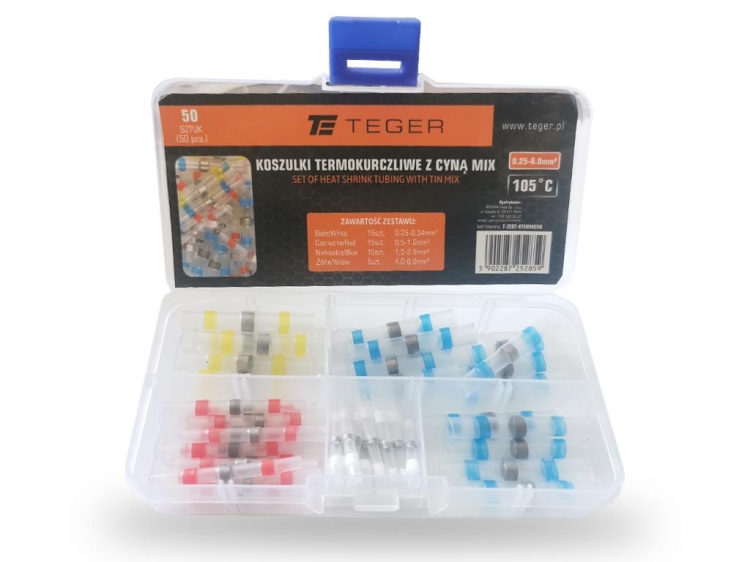 Koszulki termokurczliwe z cyną MIX zestaw 50 szt TEGER