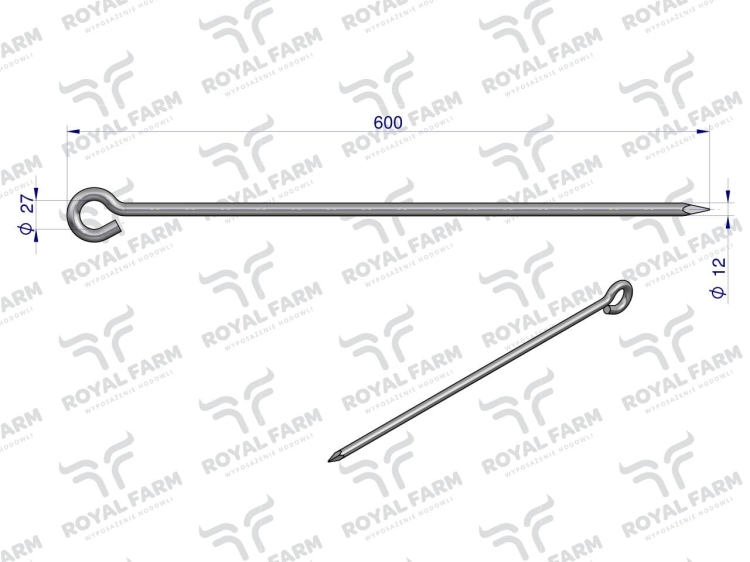 Pal pastwiskowy do łańcucha fi 12x600 Royal Farm 4