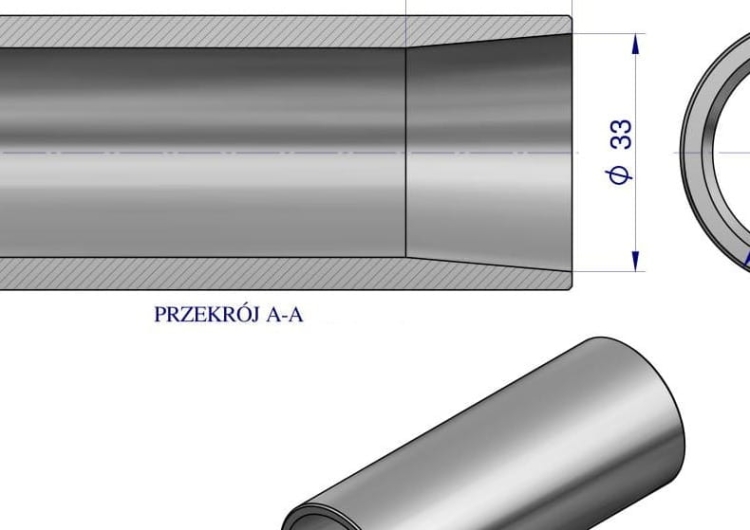 Tuleja zęba ładowacza uniwersalna cienkościenna do zębów 710, 810, 1100, 680 Tur 5011045 RYSUNEK TECHNICZNY
