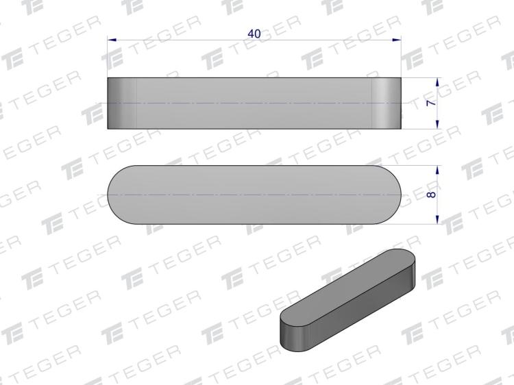 Wpust pryzmatyczny 8x7x40 TEGER 2