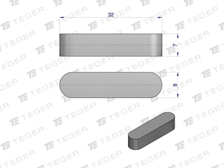 Wpust pryzmatyczny 8x7x32 TEGER 2