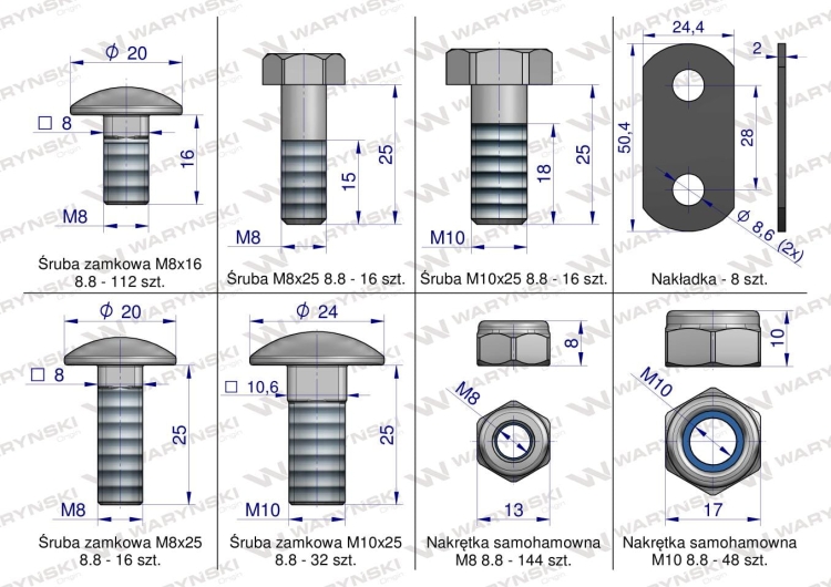 Zestaw noży PIŁ KEMPER 475 (plus) LCA475P Waryński 16