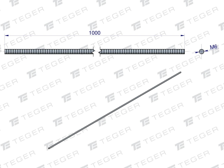 Pręt gwintowany M6 x 1000mm kl.8.8 DIN 975 ocynkowany TEGER 2