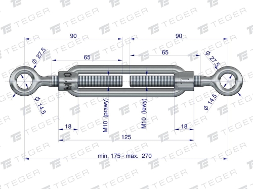 Śruba rzymska oko-oko 10x125 TEGER 2