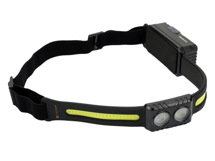 Latarka czołówka paskowa SOFT LED COB z aktywacją gestem i podwójnym spotem 500lm 2000mAh USB Teger