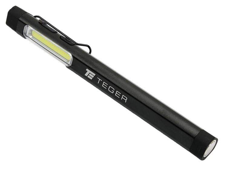 Latarka LED COB pen aluminiowa 400lm akumulator 750mAh ładowana USB Teger