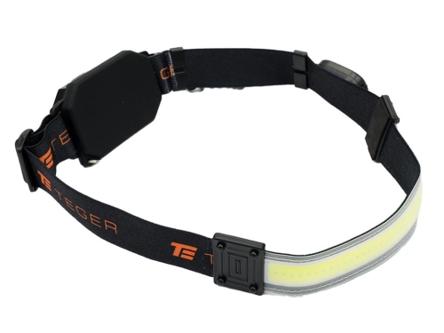Latarka czołówka paskowa SOFT LED COB 450lm z funkcją RED z tyłu ładowana USB Teger