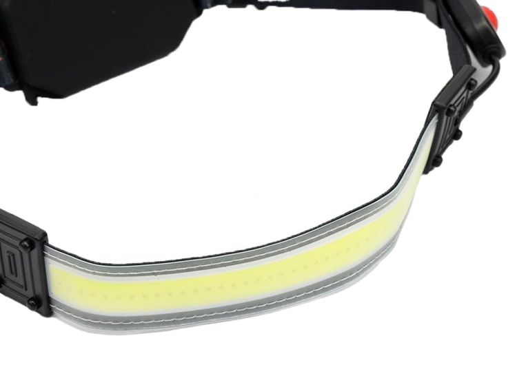 Latarka czołówka paskowa SOFT LED COB 450lm z funkcją RED z tyłu ładowana USB Teger 3