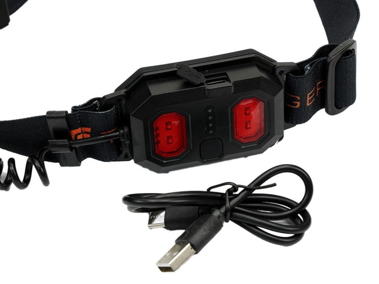 Latarka czołówka paskowa SOFT LED COB 450lm z funkcją RED z tyłu ładowana USB Teger 5