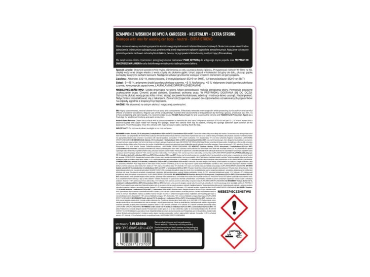 Szampon z woskiem do mycia karoserii - neutralny - EXTRA STRONG 1l - koncentrat TEGER 3