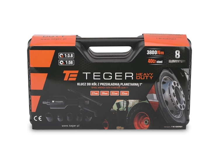 Klucz do kół z przekładnią planetarną Heavy Duty 1" (27/30/32/33mm) (8 el.) Teger 4