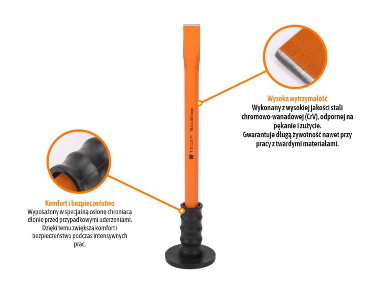 Przecinak płaski z osłoną 19x400 mm Teger 2