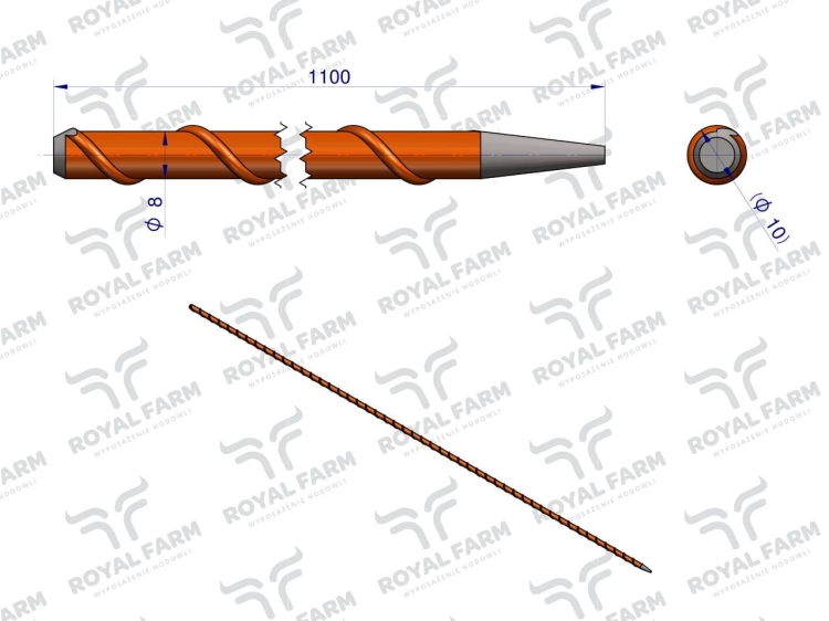 Palik Słupek z włókna szklanego 8mm L-1100 ROYAL FARM 3