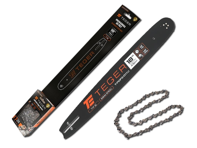 Zestaw tnący 18" (45 cm) prowadnica + łańcuch 0,325" 1,3mm 72 og. 12z moc. U Teger