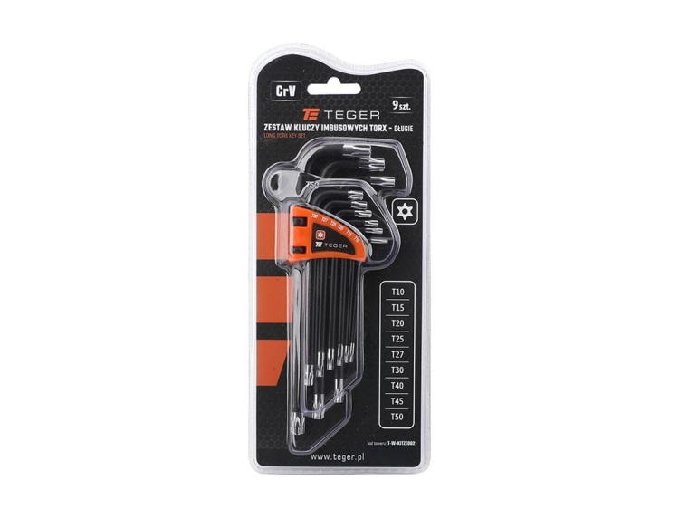 Zestaw kluczy imbusowych TORX T10-T50 - DŁUGIE 9szt Teger 3