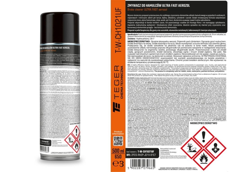 Zmywacz do hamulców ULTRA FAST 500 ml Teger 3