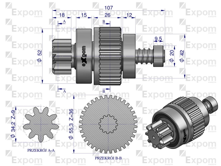 Zespół sprzęgający rozrusznika typu Magneton 9142801 Blue Line EXPOM KWIDZYN 2