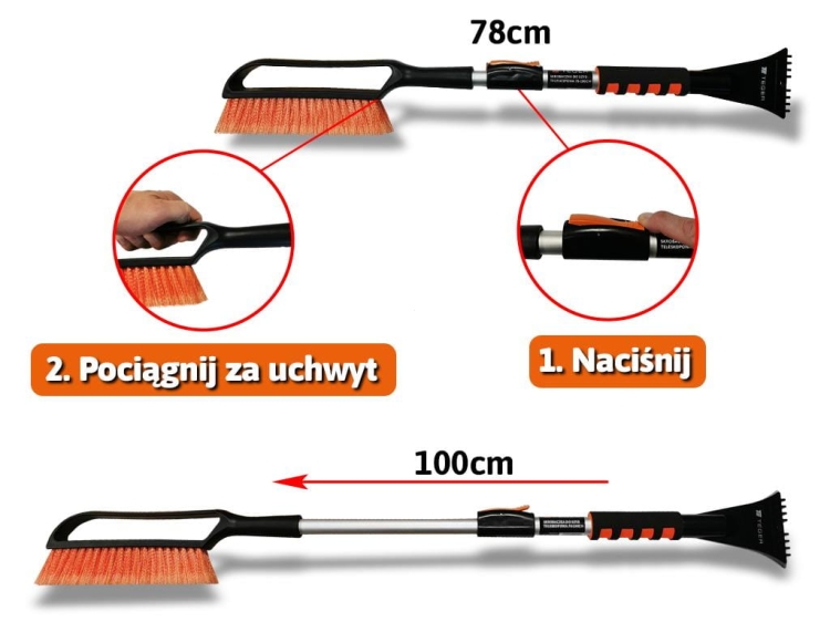Skrobaczka do szyb teleskopowa 78-100cm TEGER 2