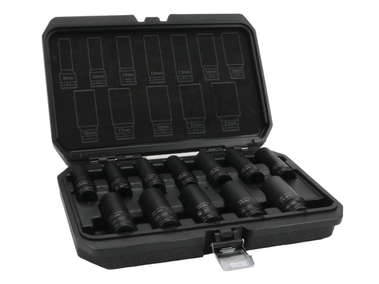 Zestaw nasadek udarowych 3/8 cala przedłużanych z utwardzanej stali stopowej CrMo 12 el. Waryński