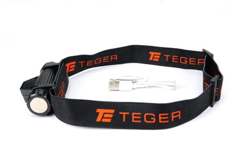Latarka czołowa LED COB 200 Lm ładowana USB Teger  2