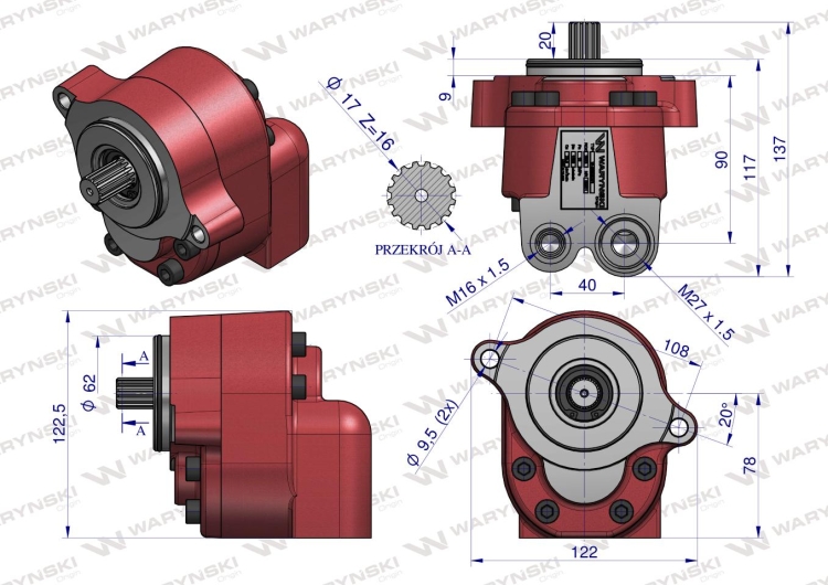 Pompa wspomagania wzmocniona 85806201 PZS-ZCT-21L C-385 6-cyl WARYŃSKI 3
