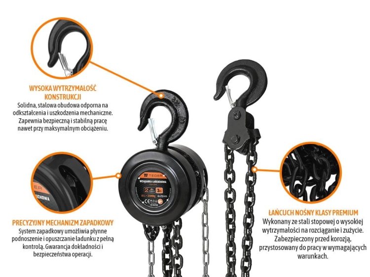Wciągarka łańcuchowa 2T 3m cert. CE Teger 2
