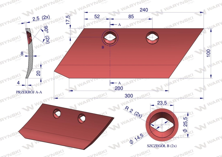 Lemiesz przedpłużka lewy 135701 Akpil Vogel Noot stal borowa Waryński 3