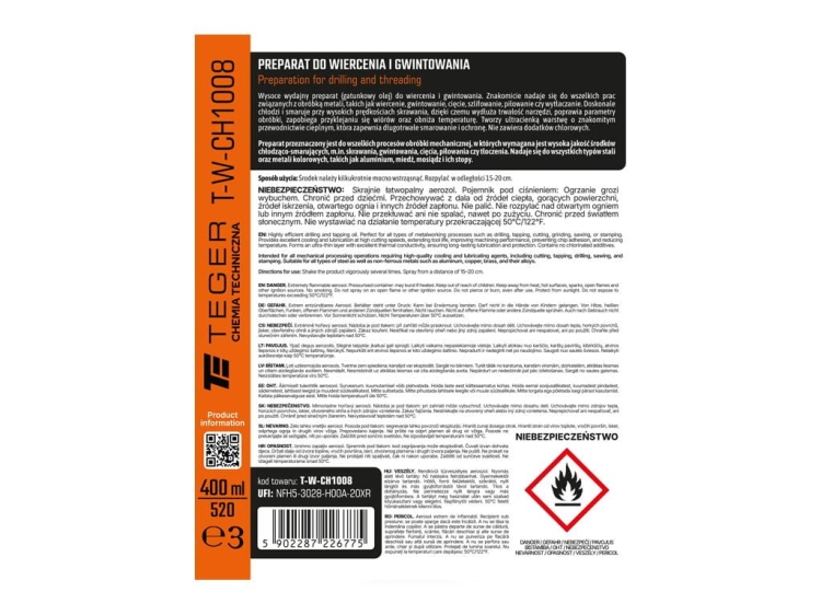 Preparat do wiercenia i gwintowania 400 ml TEGER 3