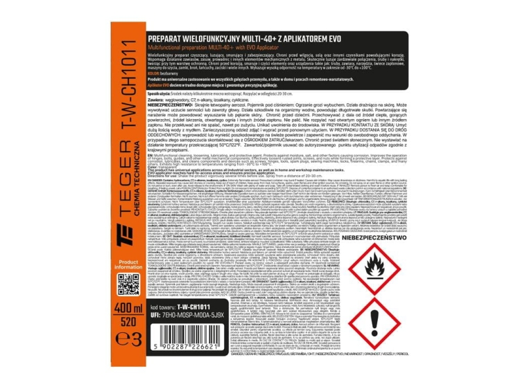 Preparat wielofunkcyjny MULTI-40+ z aplikatorem EVO 400ml TEGER 3