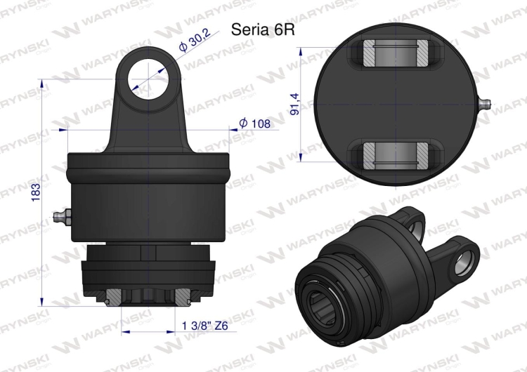 Sprzęgło jednokierunkowe prawe wału Seria 6R - 1 3/8 Z6 WARYŃSKI 2
