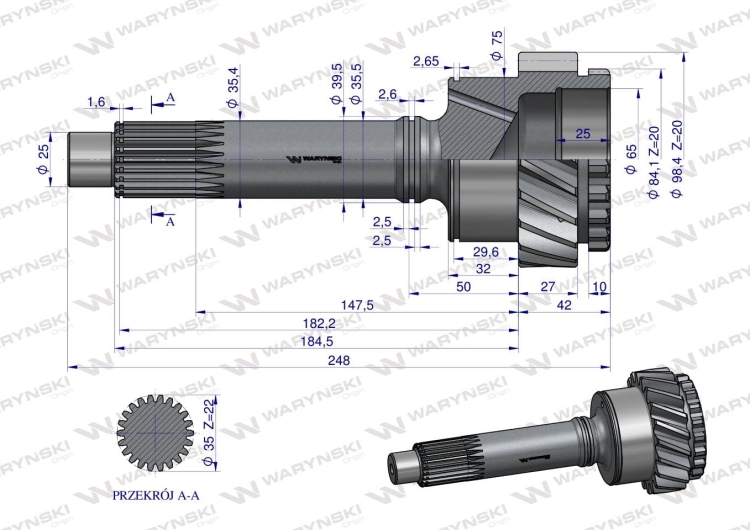 Wałek napędowy 80126114 WARYŃSKI 3