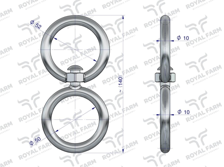 Okrętka obroży Byk 10mm do pasa 5cm Royal Farm 2