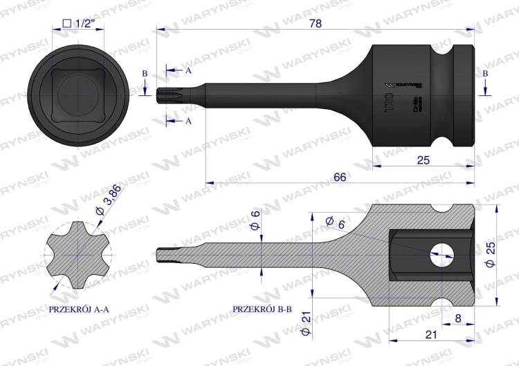 Nasadka udarowa 1/2 gwiazdkowa STAR T20 Waryński  3